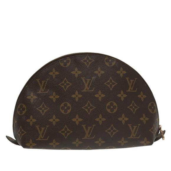 LOUIS VUITTON Monogram Trousse Demi Ronde Cosmetic Pouch M47520 LV Auth 100605 - Picture 1 of 16